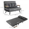 HOMCOM Sofá Cama Sofá Convertível em Cama de 2 Lugares Dobrável com Encosto Ajustável em 5 Níveis e 2 Almofadas Acolchoadas para Escritório Dormitório Sala de Estar 102x73x81 cm Cinza