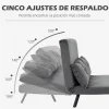 HOMCOM Sofá Cama Sofá Convertível em Cama de 2 Lugares Dobrável com Encosto Ajustável em 5 Níveis e 2 Almofadas Acolchoadas para Escritório Dormitório Sala de Estar 102x73x81 cm Cinza