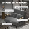HOMCOM Sofá Cama Sofá Convertível em Cama de 2 Lugares Dobrável com Encosto Ajustável em 5 Níveis e 2 Almofadas Acolchoadas para Escritório Dormitório Sala de Estar 102x73x81 cm Cinza
