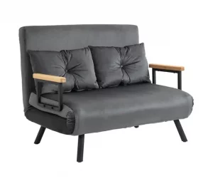 HOMCOM Sofá Cama Sofá Convertível em Cama de 2 Lugares Dobrável com Encosto Ajustável em 5 Níveis e 2 Almofadas Acolchoadas para Escritório Dormitório Sala de Estar 102x73x81 cm Cinza