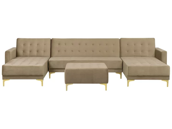 Sofa ABERDEEN U-förmig Samt Sandbeige Ottom. CH