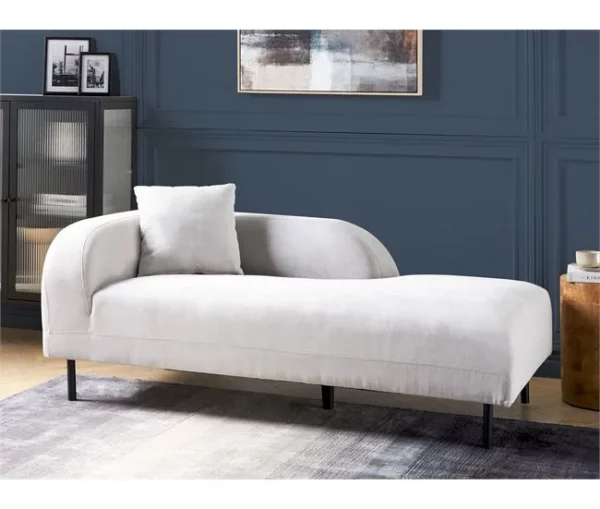 Chaise-longue à esquerda em tecido cinzento claro LE CRAU
