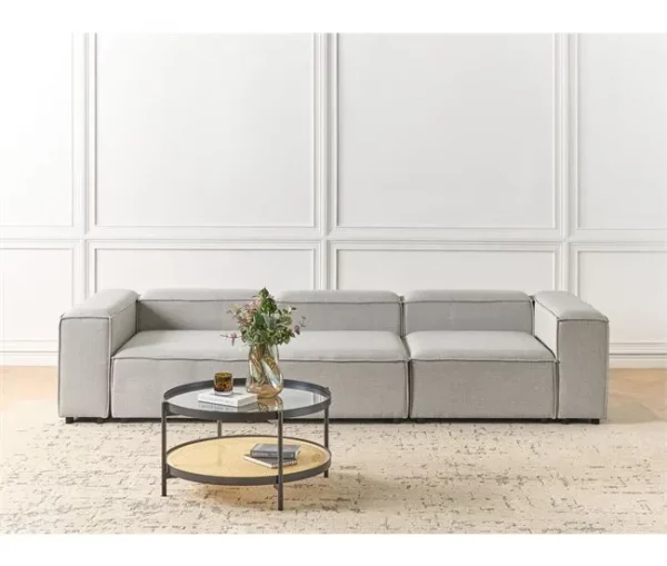 Sofá modular de 3 lugares em tecido cinzento claro ARDAL