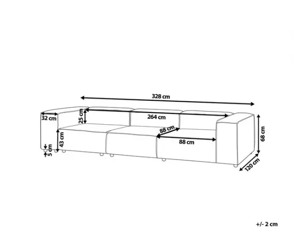 Sofá modular de 3 lugares em tecido cinzento claro ARDAL