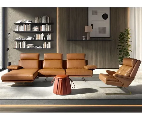 Sofá chaise longue esquerdo em pele 6226