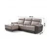 Chaise longue relax elétrico 2 lugares MOON lado esquerdo cinza