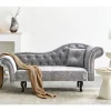 Chaise-longue à direita em veludo cinzento LATTES II