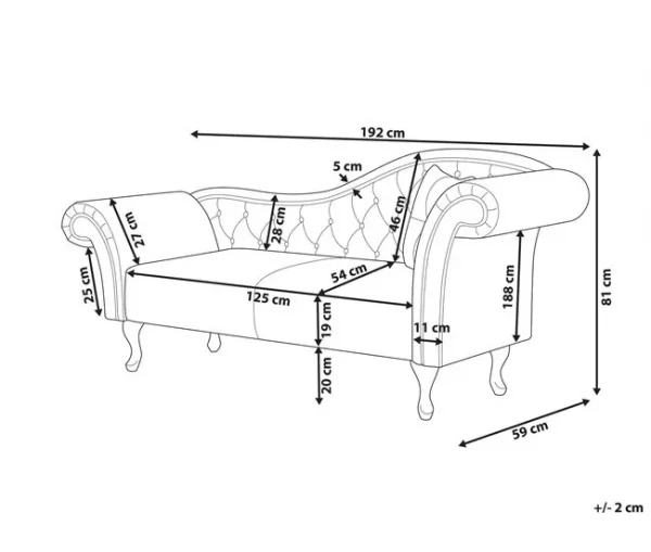 Chaise-longue à direita em veludo cinzento LATTES II