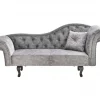 Chaise-longue à direita em veludo cinzento LATTES II
