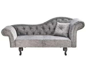 Chaise-longue à direita em veludo cinzento LATTES II