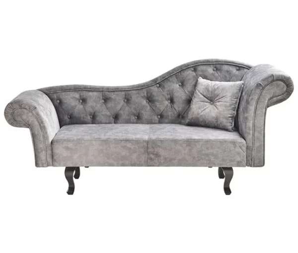 Chaise-longue à direita em veludo cinzento LATTES II