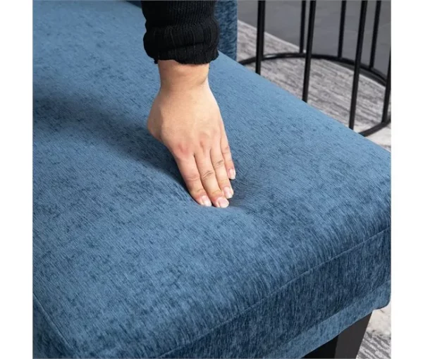 HOMCOM Sofá Chaise Longue Sofá em Forma de L Estofado em Poliéster Sofá de Canto Reversível com 3 Almofadas e Pés de Madeira para Sala de Estar Carga Máxima 180 kg 186x130x84 cm Azul