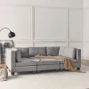 5-Seater Modular Sofa Ottoman UNSTAD Light Grey DEF