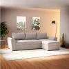 Sofá Cama para Sala de Estar Sala de Jantar Chaise Longue Luis Estilo Contemporâneo em Bege com Baú 248 cm
