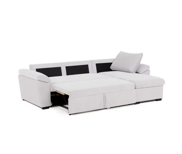 Sofá Cama para Sala de Estar Sala de Jantar Chaise Longue Luis Estilo Contemporâneo em Bege com Baú 248 cm