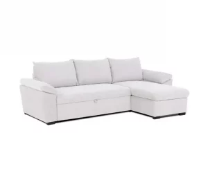 Sofá Cama para Sala de Estar Sala de Jantar Chaise Longue Luis Estilo Contemporâneo em Bege com Baú 248 cm