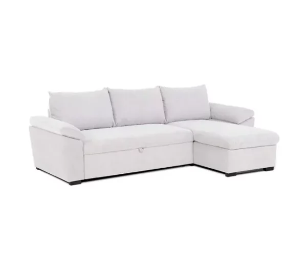 Sofá Cama para Sala de Estar Sala de Jantar Chaise Longue Luis Estilo Contemporâneo em Bege com Baú 248 cm