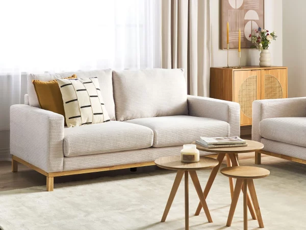 2 Seater Sofa Light Beige Cord SIGGARD,DEF