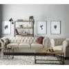 Conjunto de sofás com 4 lugares em tecido creme CHESTERFIELD
