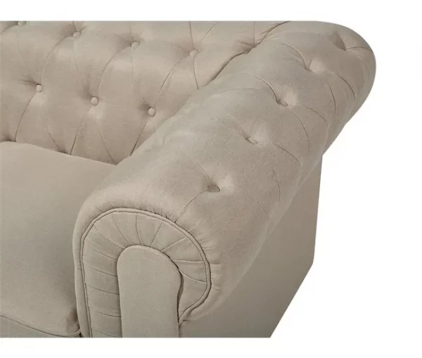 Conjunto de sofás com 4 lugares em tecido creme CHESTERFIELD
