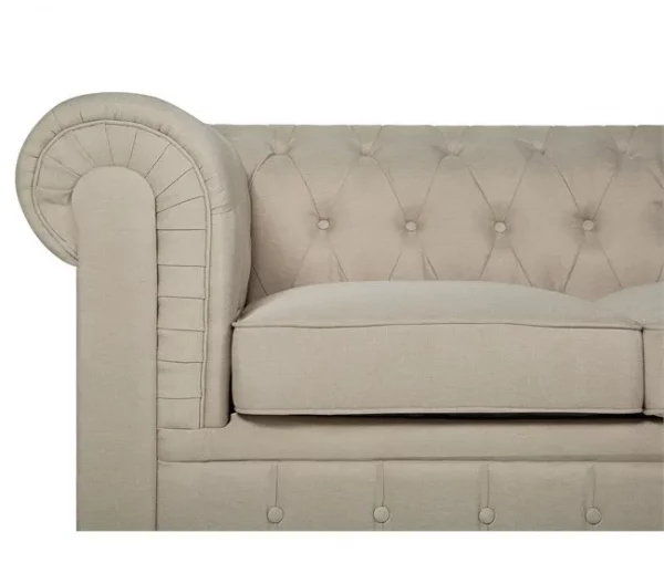 Conjunto de sofás com 4 lugares em tecido creme CHESTERFIELD