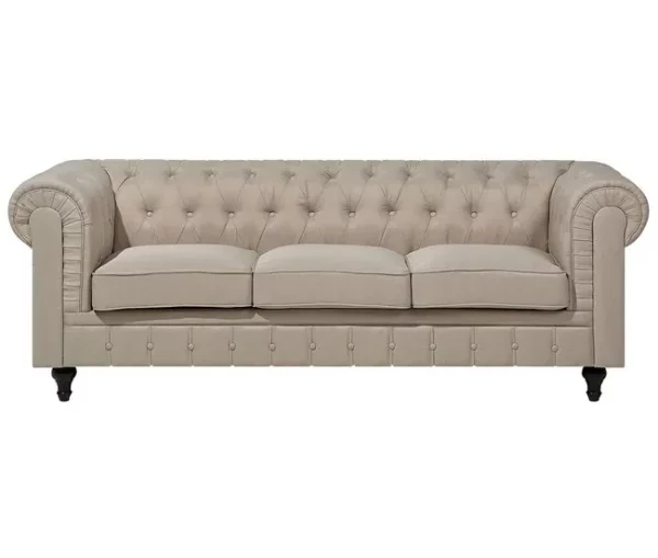 Conjunto de sofás com 4 lugares em tecido creme CHESTERFIELD