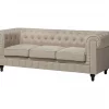 Conjunto de sofás com 4 lugares em tecido creme CHESTERFIELD