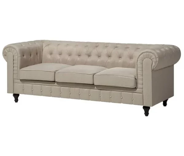 Conjunto de sofás com 4 lugares em tecido creme CHESTERFIELD