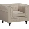 Conjunto de sofás com 4 lugares em tecido creme CHESTERFIELD