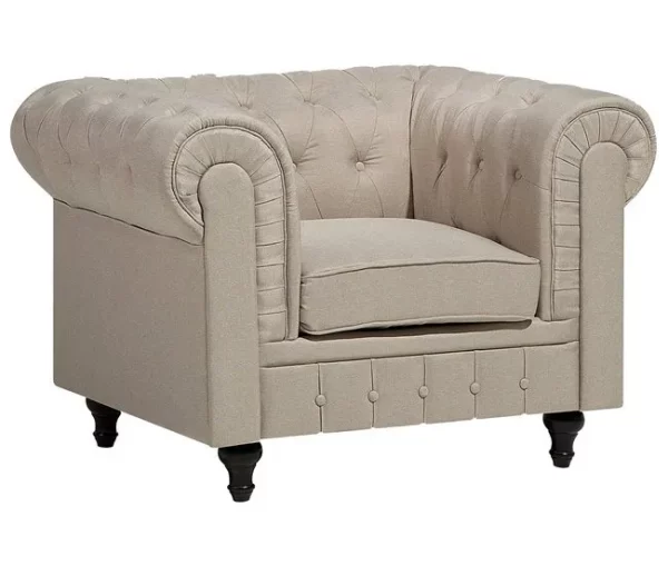 Conjunto de sofás com 4 lugares em tecido creme CHESTERFIELD