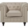 Conjunto de sofás com 4 lugares em tecido creme CHESTERFIELD