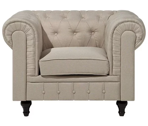 Conjunto de sofás com 4 lugares em tecido creme CHESTERFIELD