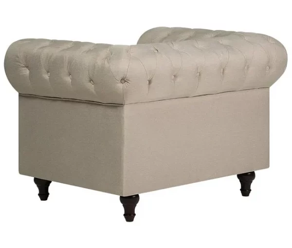 Conjunto de sofás com 4 lugares em tecido creme CHESTERFIELD