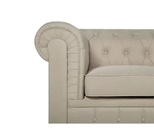 Conjunto de sofás com 4 lugares em tecido creme CHESTERFIELD
