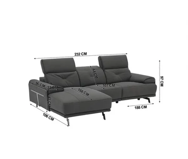 Chaise longue SIARA relax elétrica esquerda 3 lugares azul