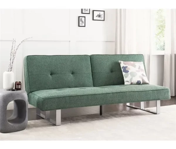 Sofá-cama de 3 lugares em tecido verde DUBLIN