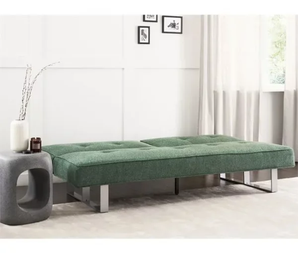 Sofá-cama de 3 lugares em tecido verde DUBLIN