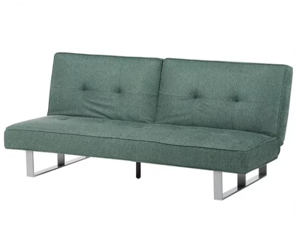 Sofá-cama de 3 lugares em tecido verde DUBLIN