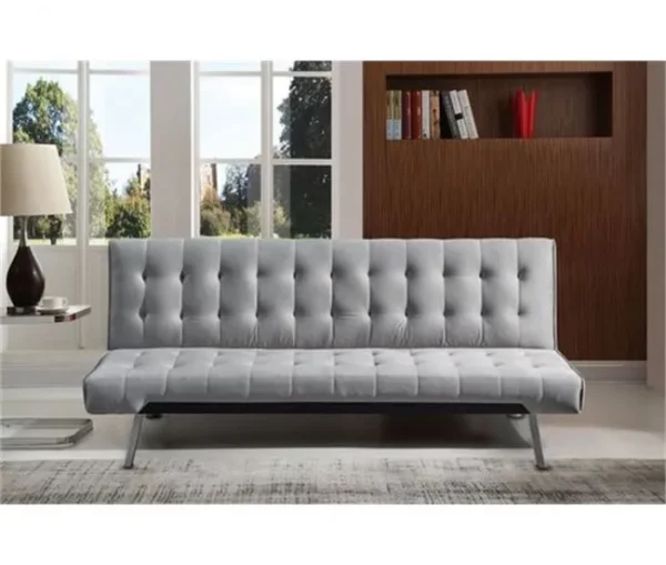 Sofá-cama NAHIA 2 lugares Clic Clac veludo 168x69cm Cinzento