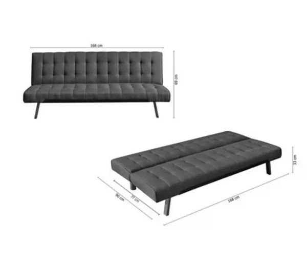 Sofá-cama NAHIA 2 lugares Clic Clac veludo 168x69cm Cinzento