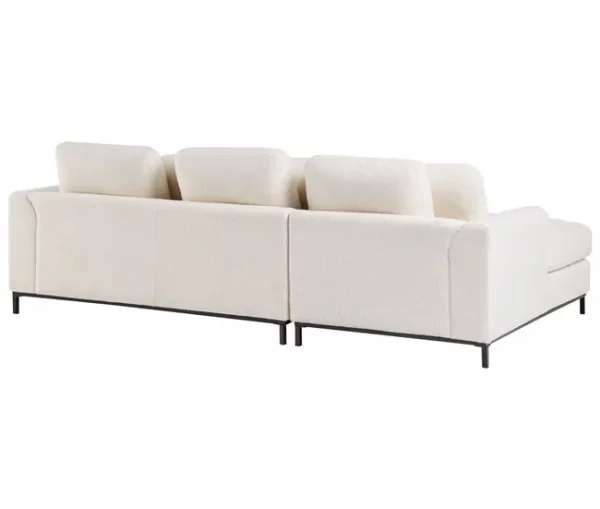Sofá de canto (D) com repousa-pés OSLO Branco Bouclé Direito