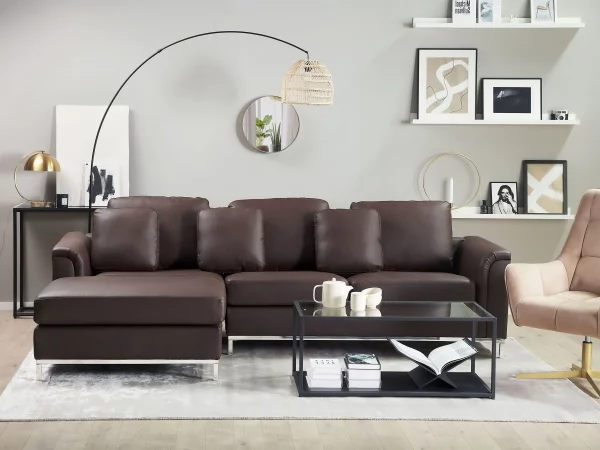 Sofa Ecksofa OSLO R braun ohne Ottomane CH