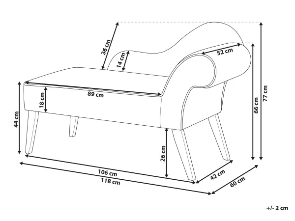 Chaiselongue BIARRITZ grün Blättermuster rechts CH