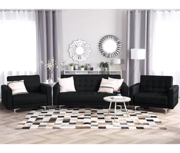 Conjunto de sofás reclináveis com 5 lugares em tecido cinzento grafite ABERDEEN