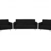 Conjunto de sofás reclináveis com 5 lugares em tecido cinzento grafite ABERDEEN