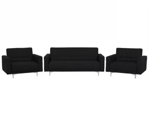 Conjunto de sofás reclináveis com 5 lugares em tecido cinzento grafite ABERDEEN