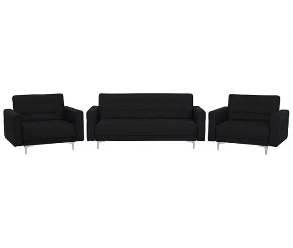 Conjunto de sofás reclináveis com 5 lugares em tecido cinzento grafite ABERDEEN