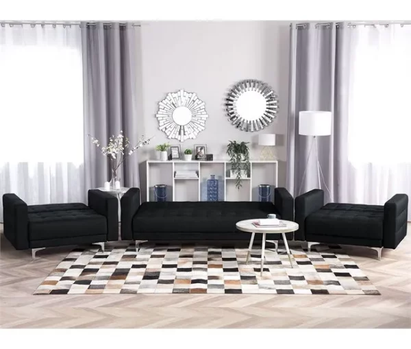 Conjunto de sofás reclináveis com 5 lugares em tecido cinzento grafite ABERDEEN