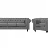Set Sofa Sessel CHESTERFIELD BIG Hellgrau CH