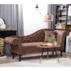 Chaise-longue em camurça castanha clara com apoio à direita LATTES